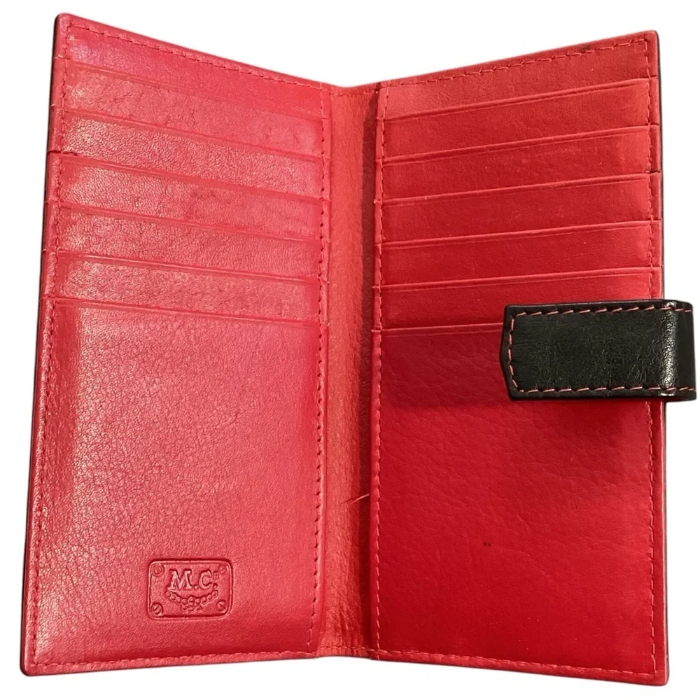 Montres Carlo Black & Red Leather‎ Credit Card Wallet Organizer